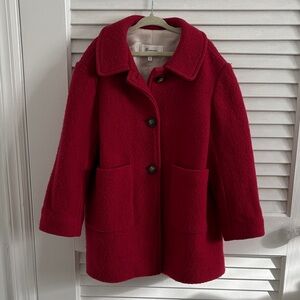 BONPOINT Red Wool Coat with Pockets girl size 6